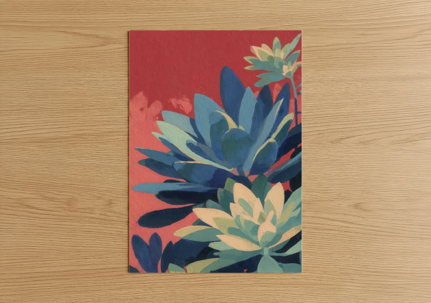 Coral Succulent Garden Modern Wall Art