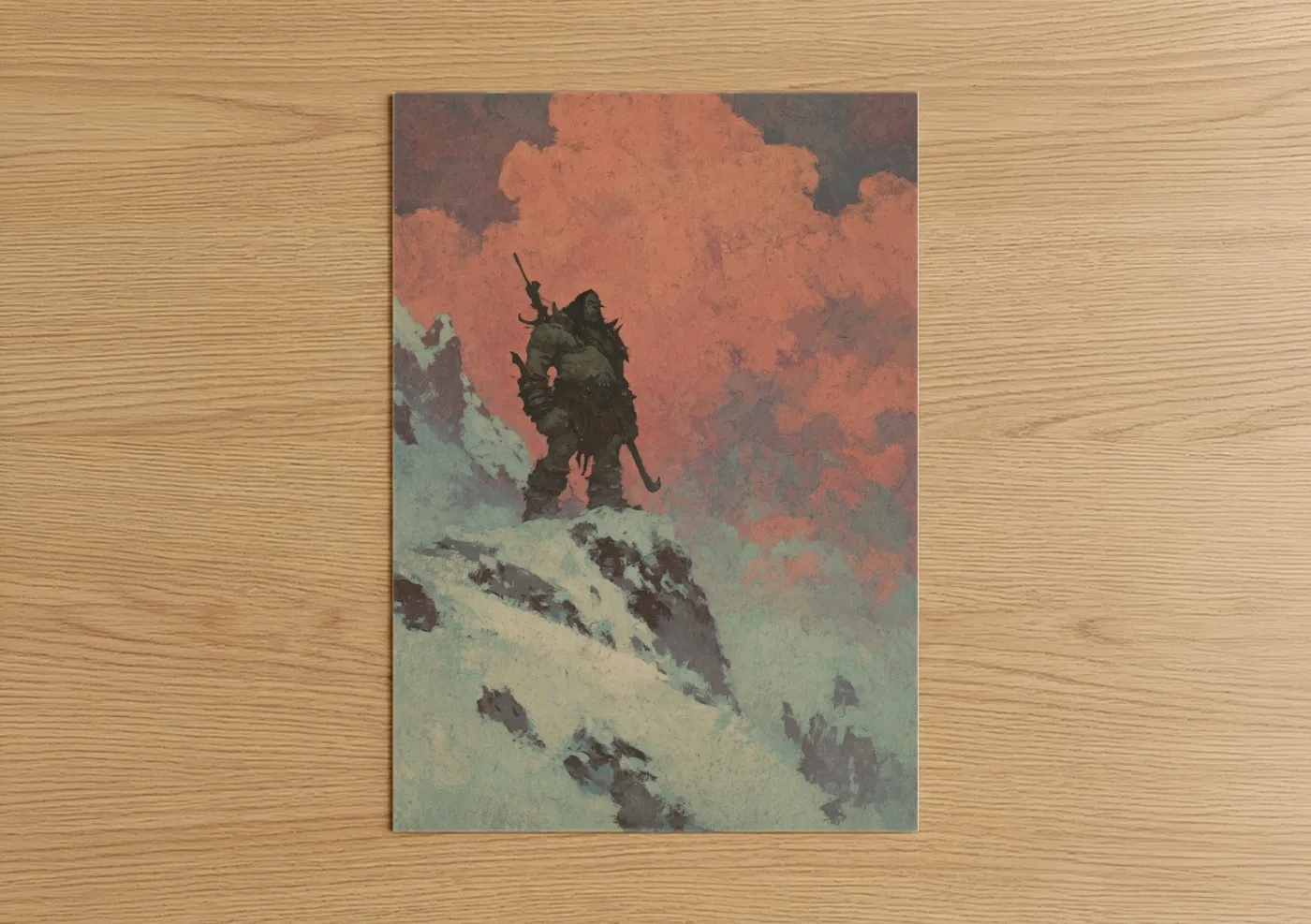 Snowy Summit Orc Mythical Warrior Wall Art