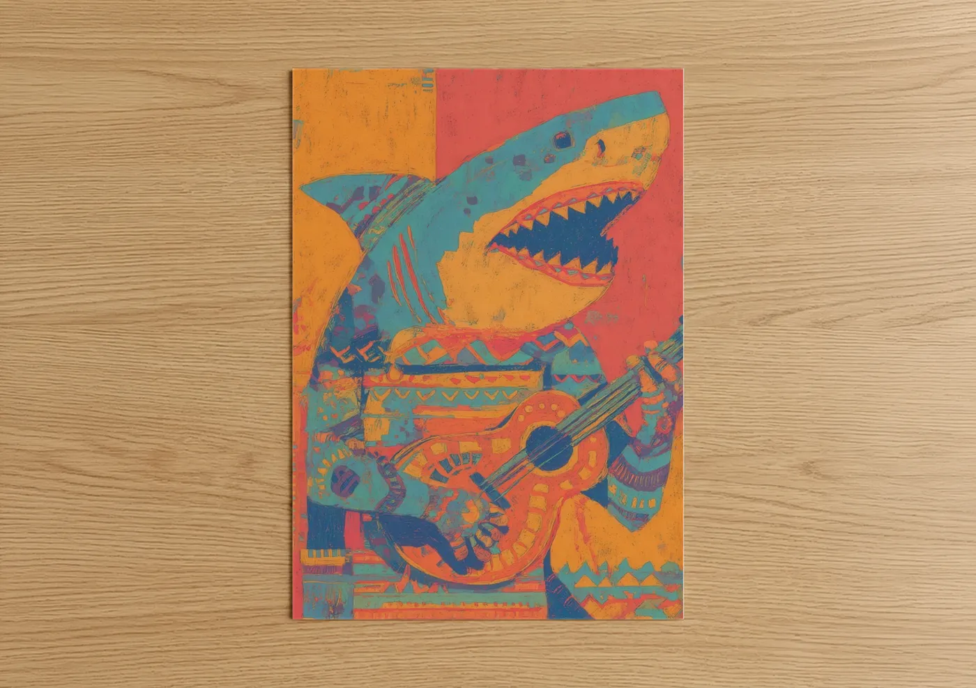 Colorful Sand Tiger Shark Music Wall Art