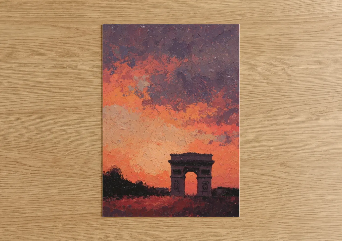Arc de Triomphe Sunset Painting Wall Art