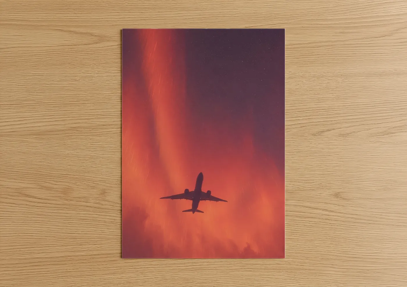 Commercial Plane Red Sky Flight Wall Art