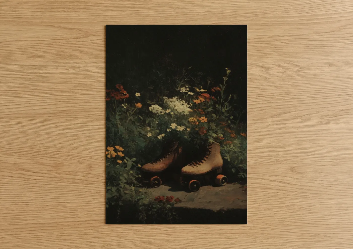 Vintage Roller Skates Flower Garden Wall Art