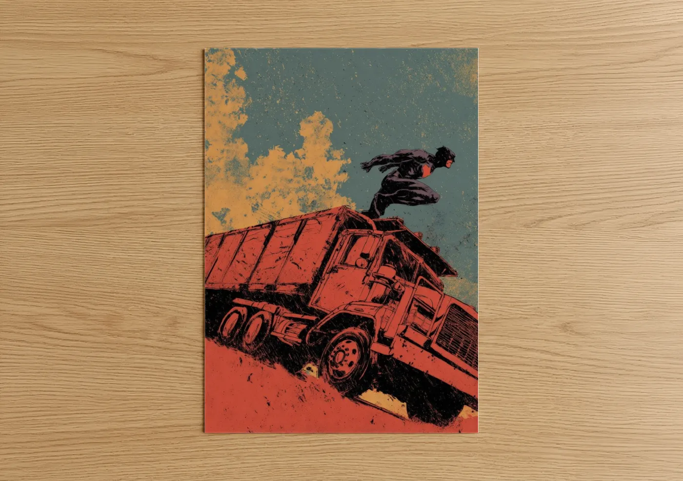 Dynamic Truck Action Pop Art Illustration Wall Art