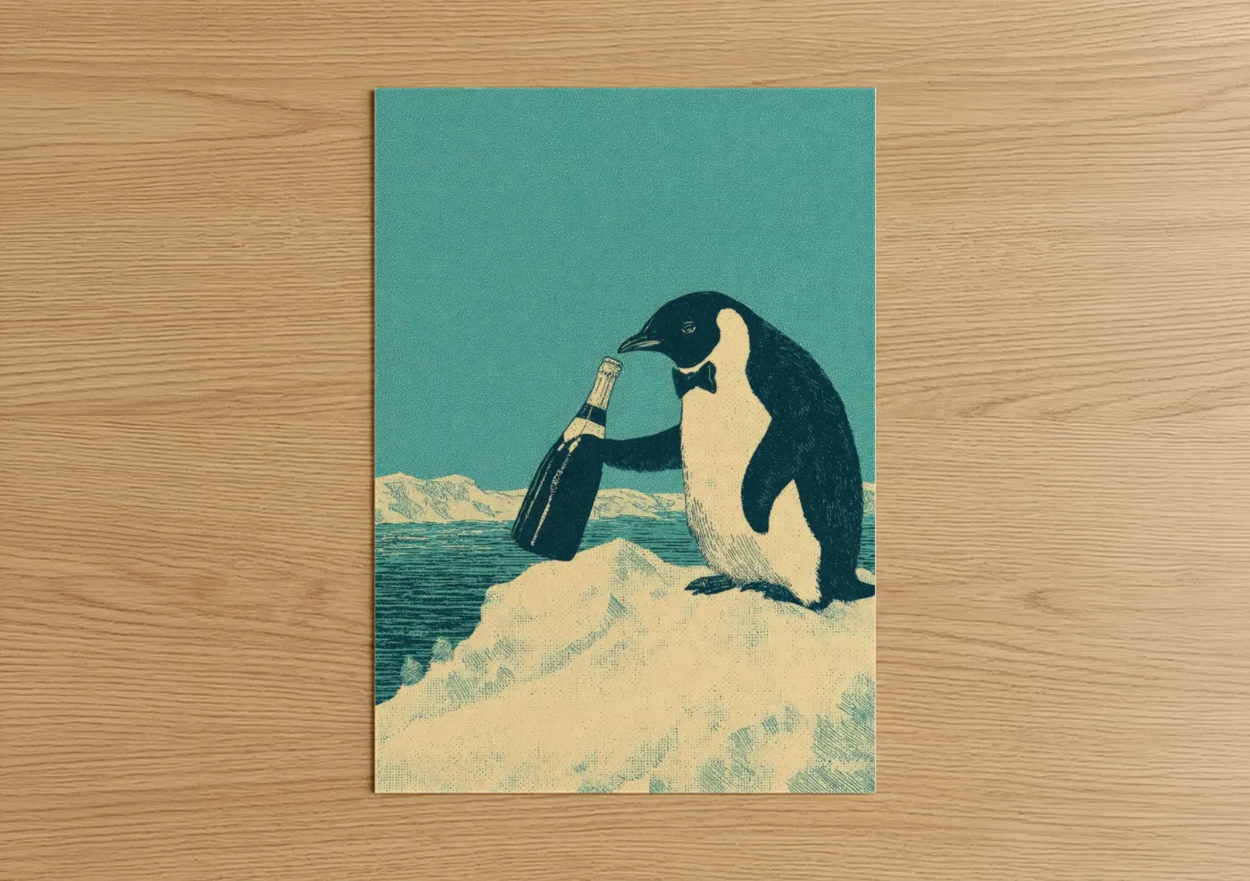 Penguin Champagne New Years Eve Celebration Wall Art