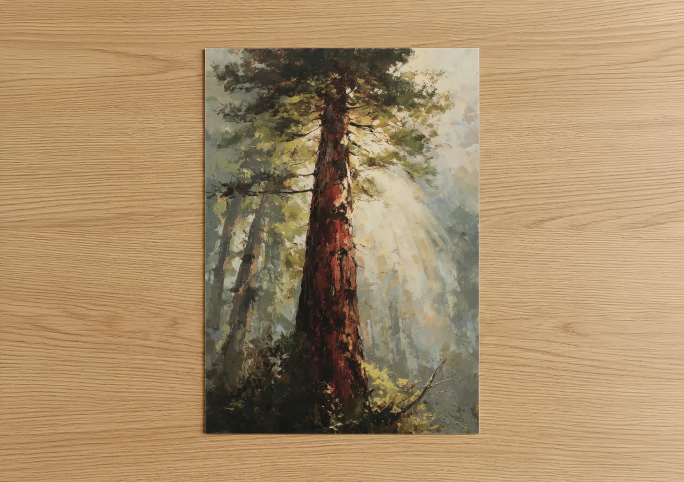 Misty Redwood Forest Impressionist Oil Wall Art