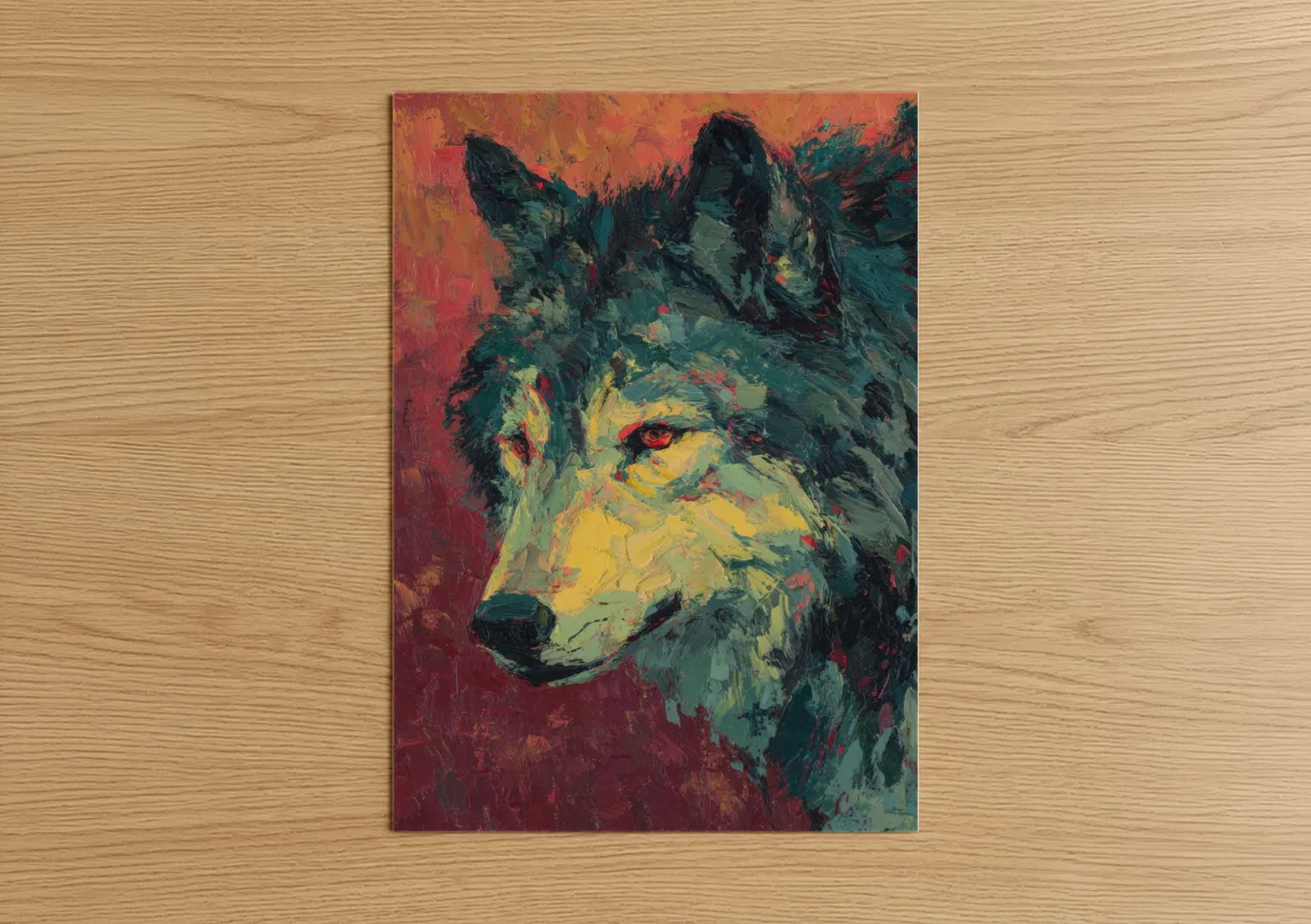 Crimson Wolf Portrait Expressionist Wall Art
