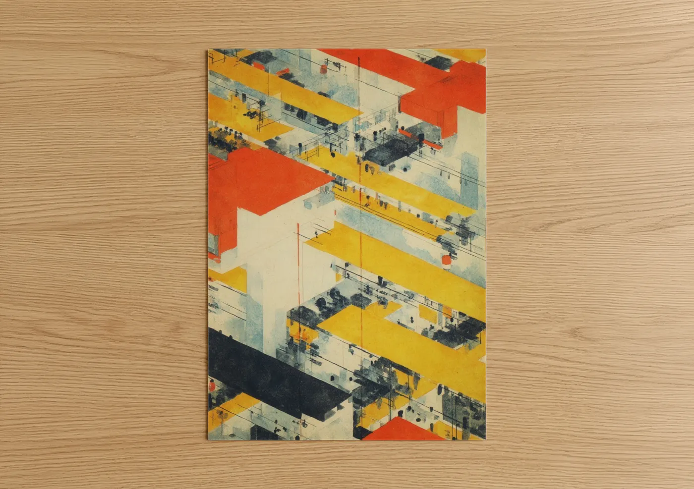 Layered Factory Isometric Industrial Architecture Wall Art