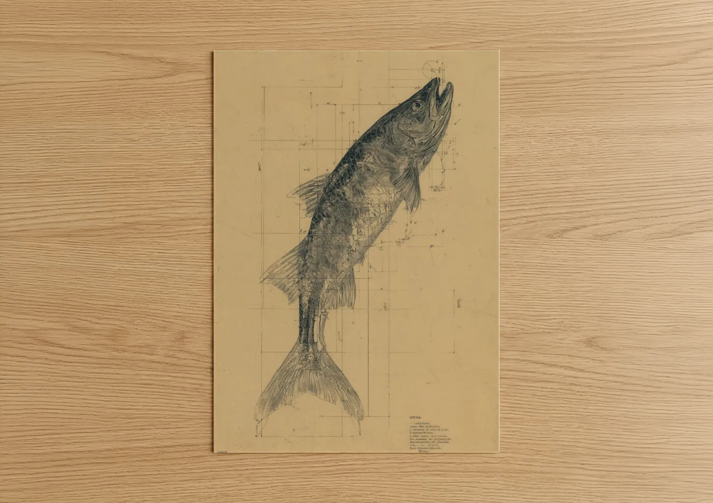 Technical Tarpon Blueprint Illustration Wall Art