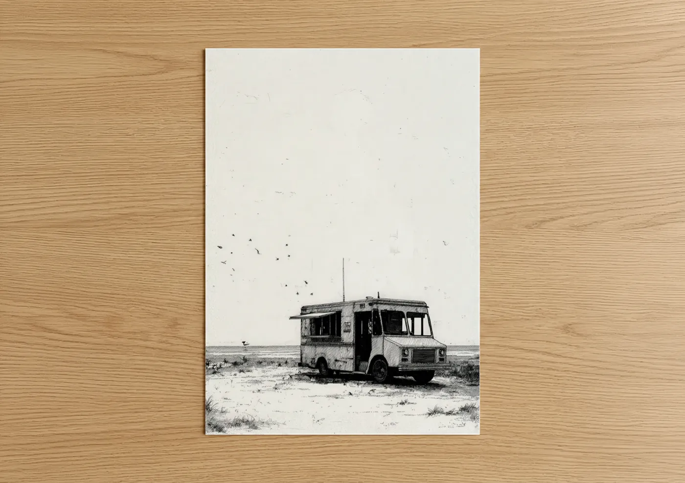 Abandoned Desert Truck Black White Wall Art