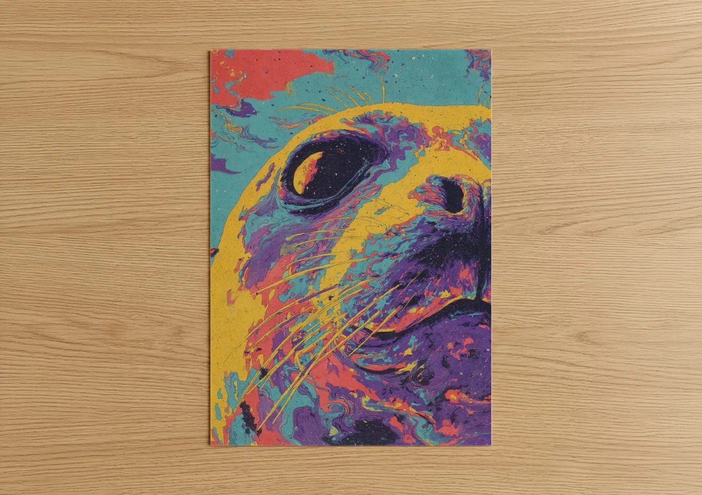 Seal Psychedelic Neon Wall Art