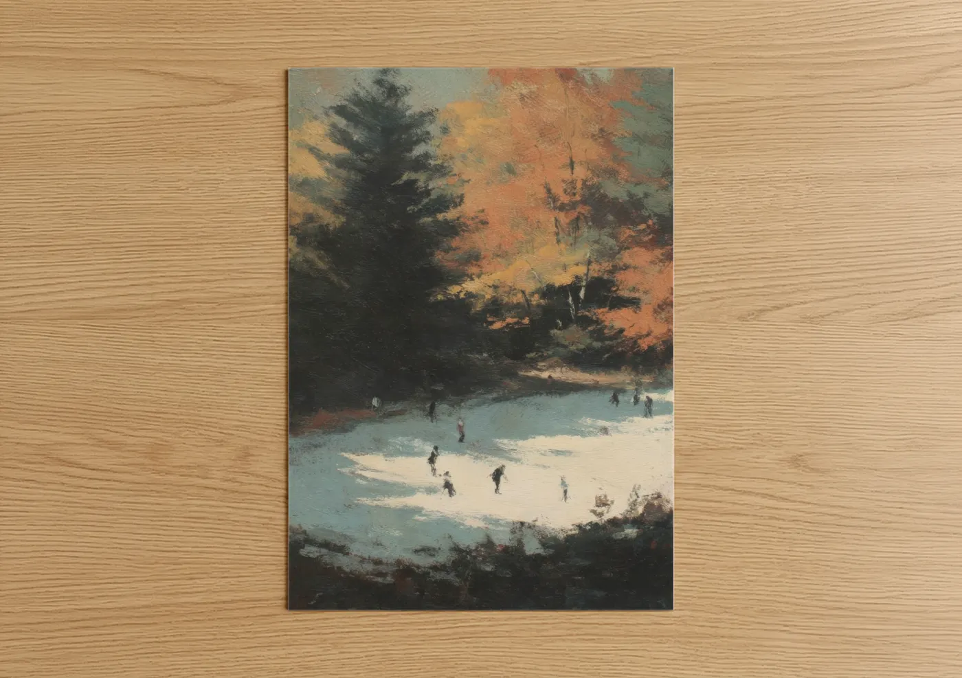 Winter Ice Hockey Landscape Painting Wall Art