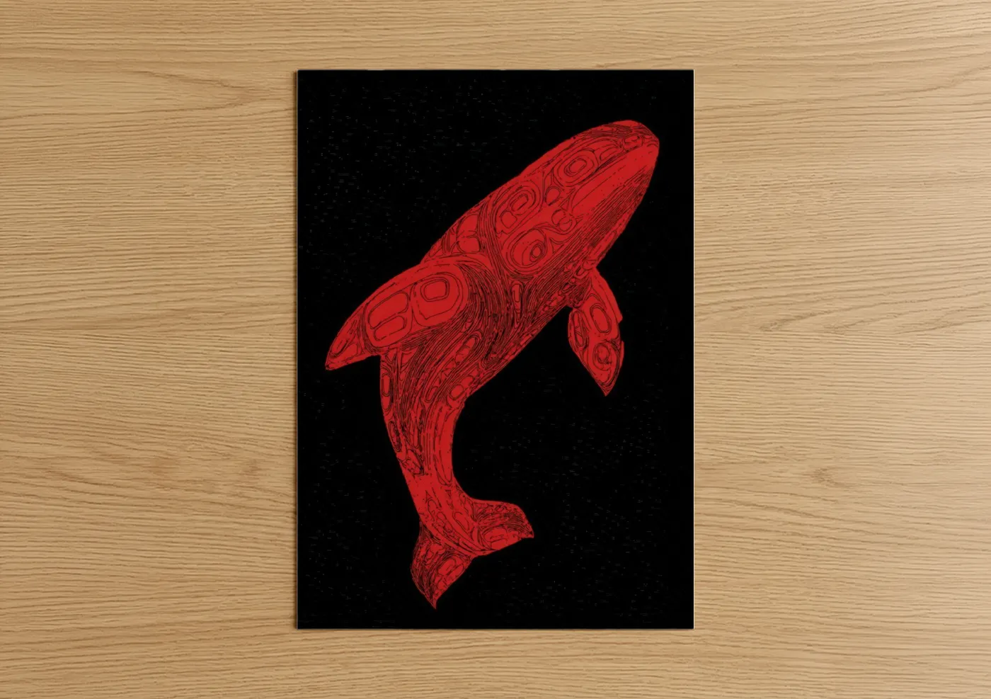 Crimson Beluga Whale Ornamental Wall Art