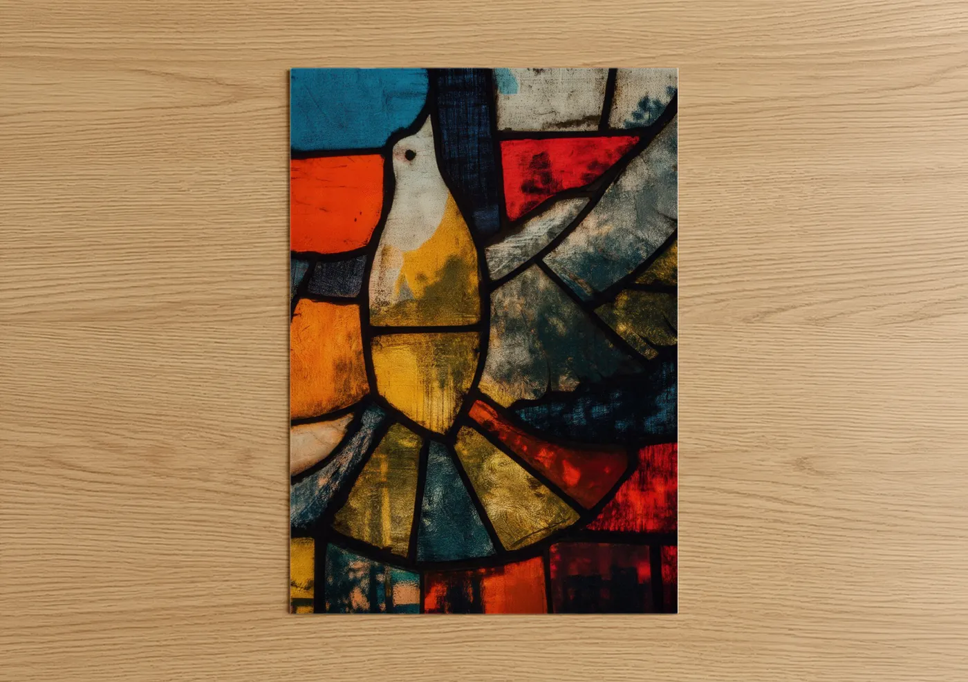 Stained Glass Dove Geometric Wall Art
