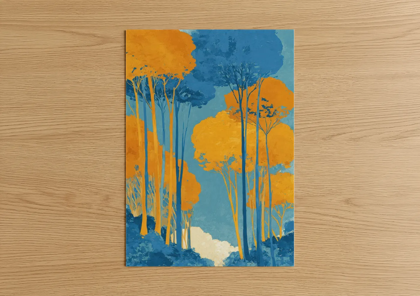 Golden Maple Forest Autumn Landscape Wall Art