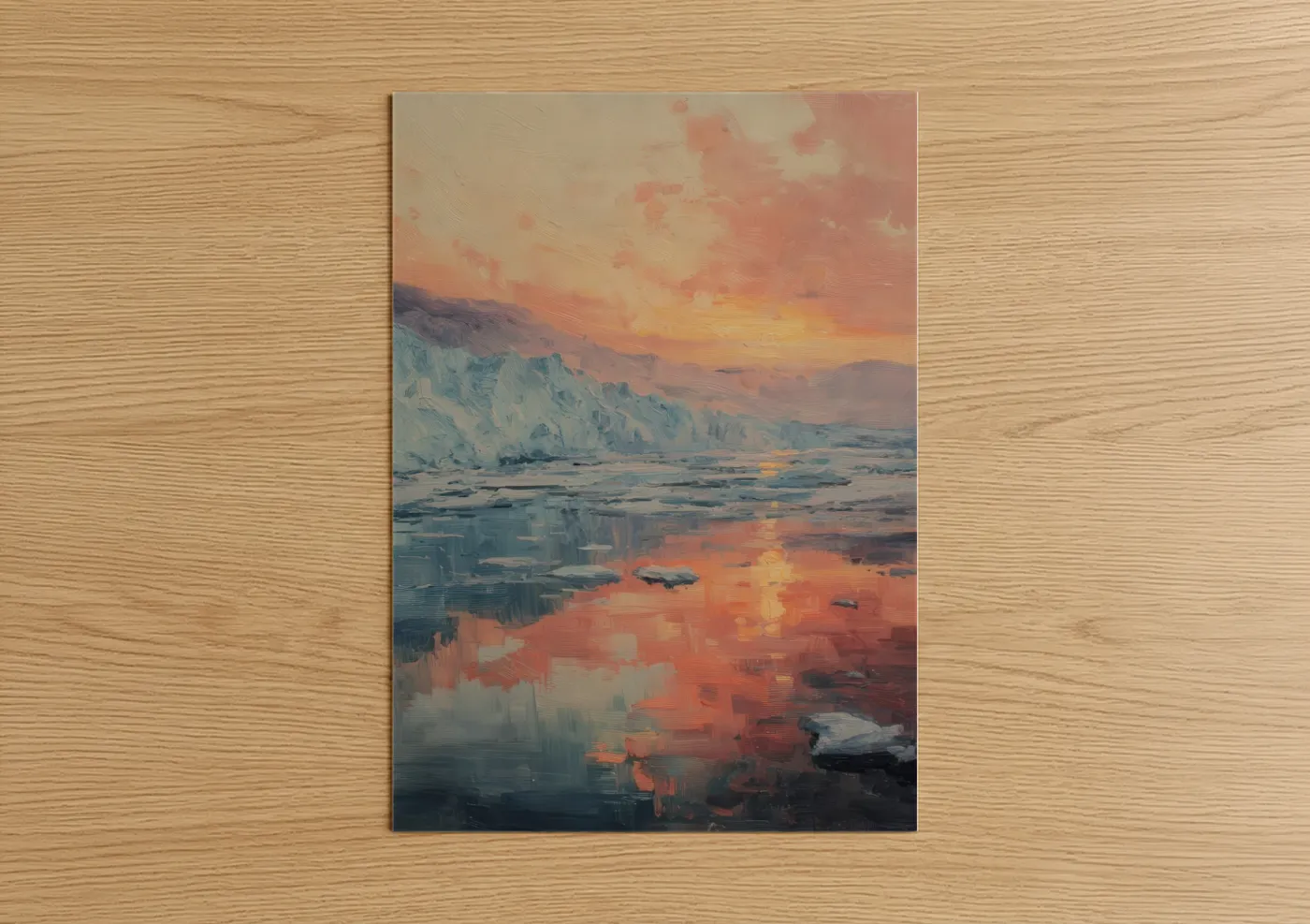 Glacial Sunrise Over Frozen Landscape Wall Art