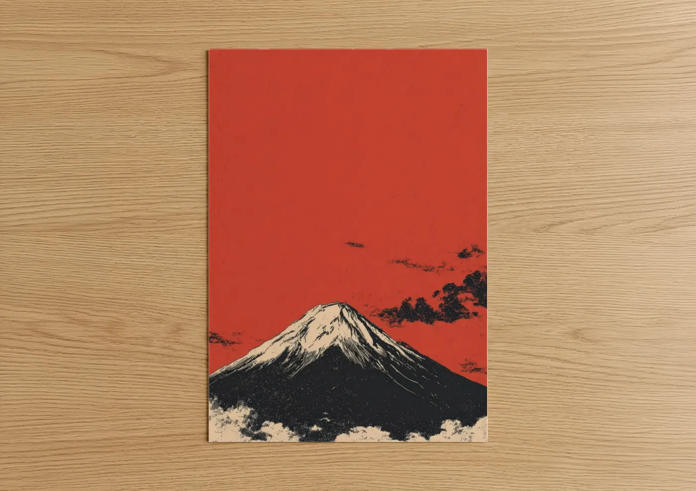 Crimson Volcano Dramatic Red Sky Wall Art