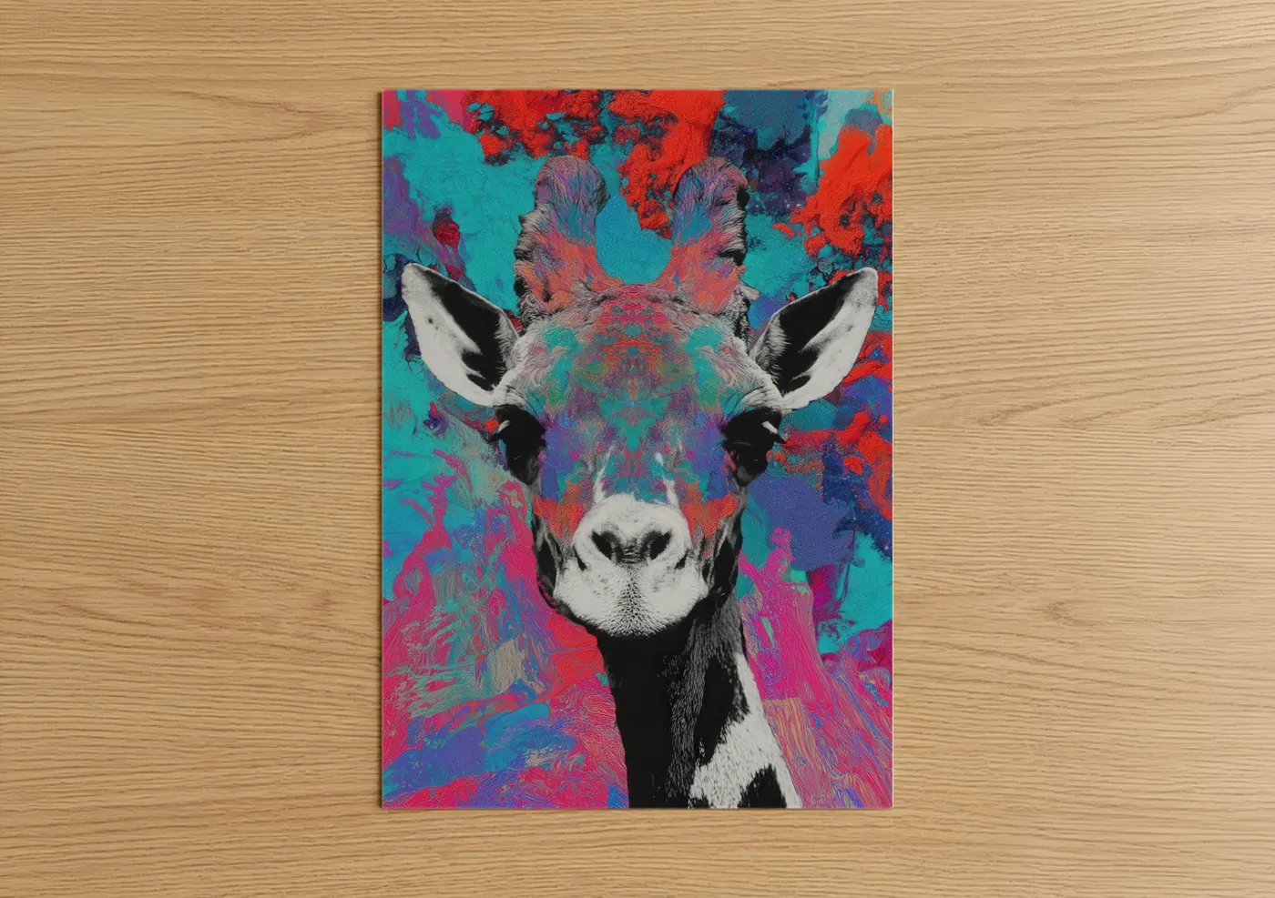Neon Giraffe Pop Art Abstract Wall Art