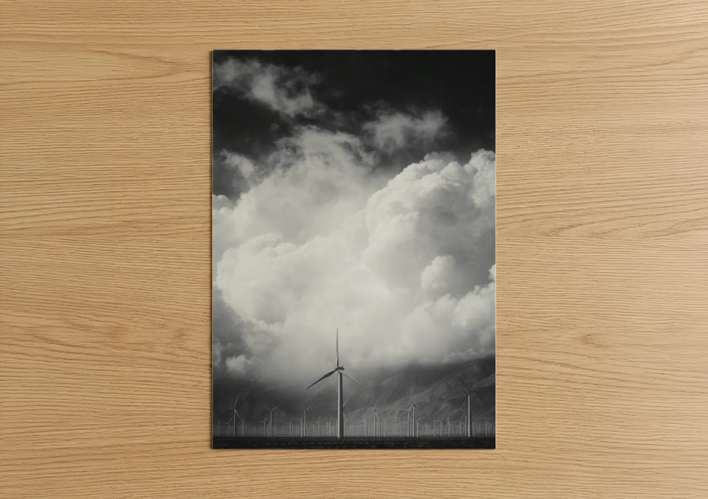 Wind Turbine Storm Clouds Mountain Wall Art