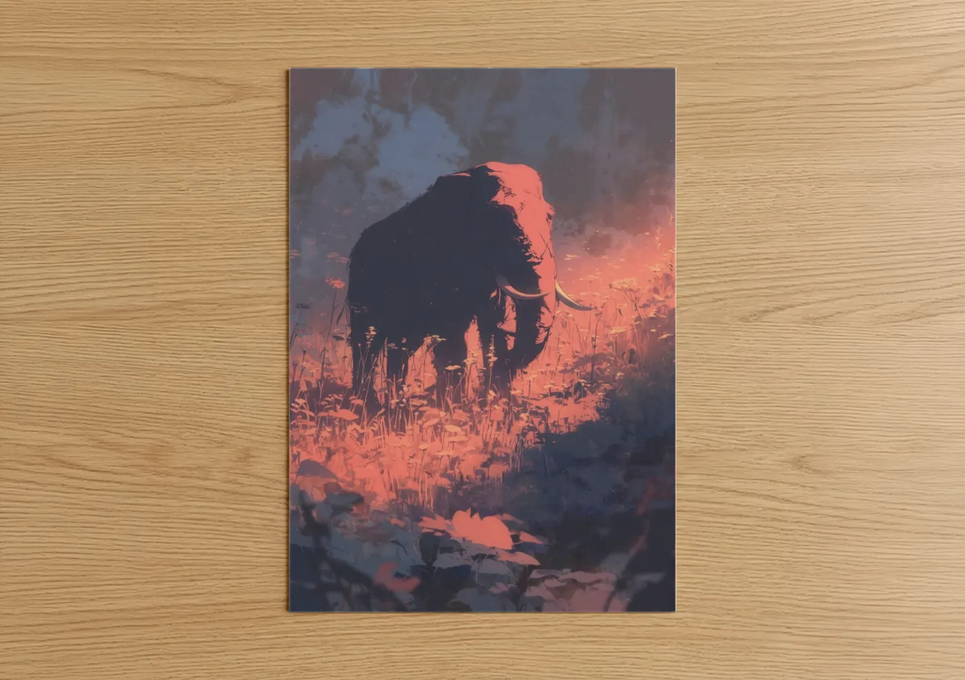Asian Elephant Sunset Silhouette Wall Art