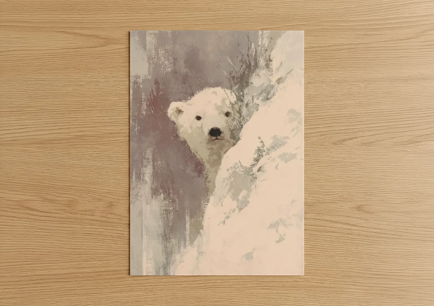 Snowy Polar Bear Winter Wildlife Wall Art