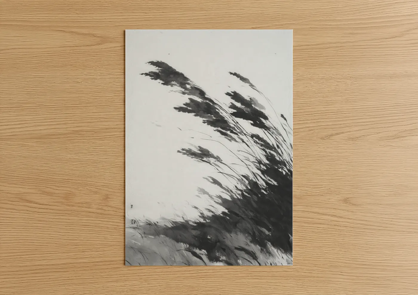 Windswept Grain Monochrome Nature Wall Art