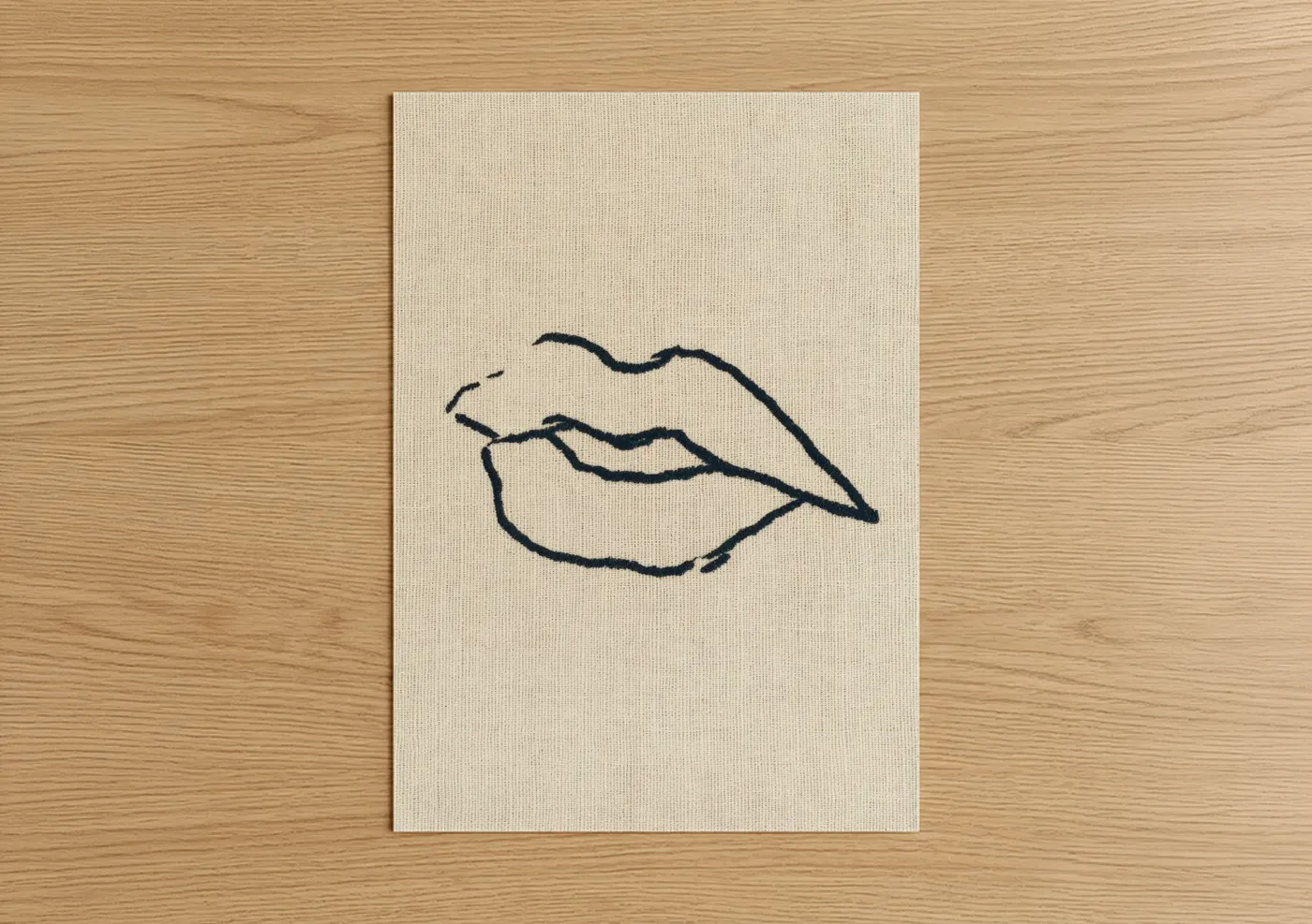 Minimalist Lips Line Wall Art