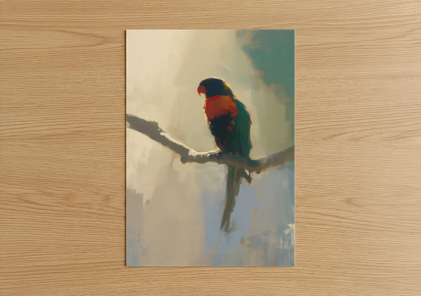 Golden Lorikeet Perched Branch Wall Art