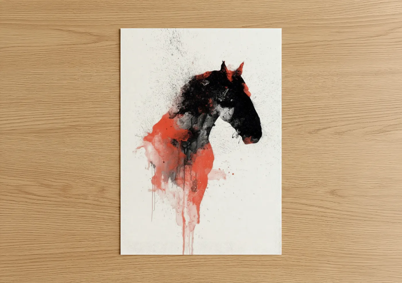 Crimson Clydesdale Horse Watercolor Wall Art
