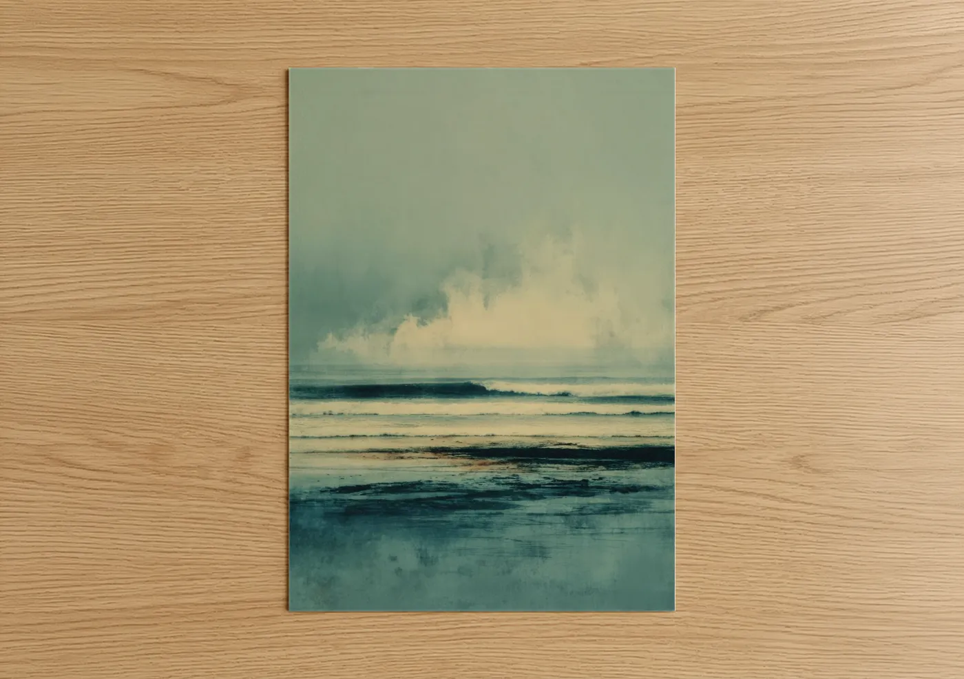 Misty Beach Waves Seascape Wall Art