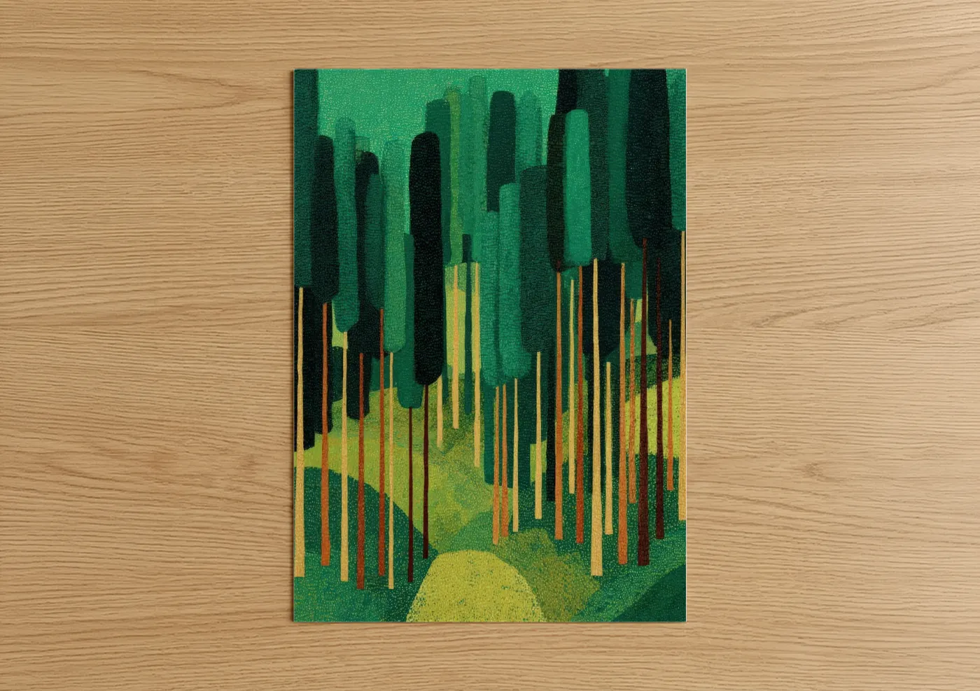 Emerald Cedar Forest Abstract Wall Art