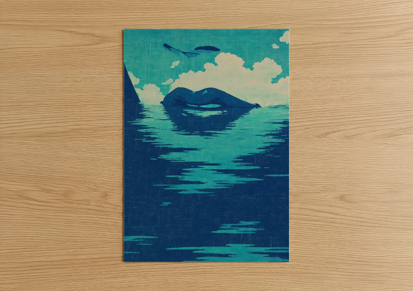Ocean-Inspired Lips Blue Water Wall Art