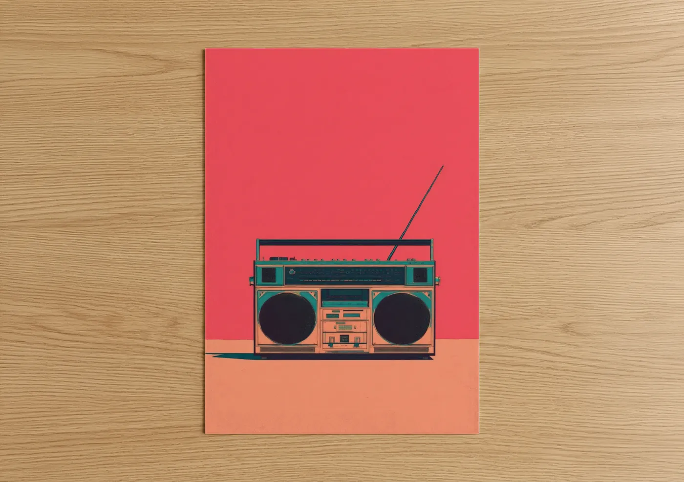 Retro Boombox Illustration Pop Wall Art