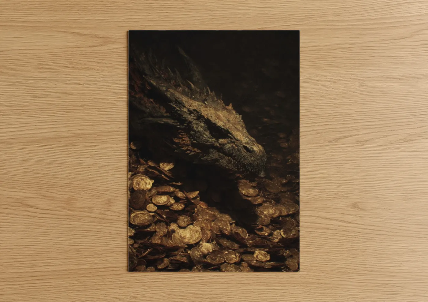 Golden Dragon Hoard Fantasy Wall Art