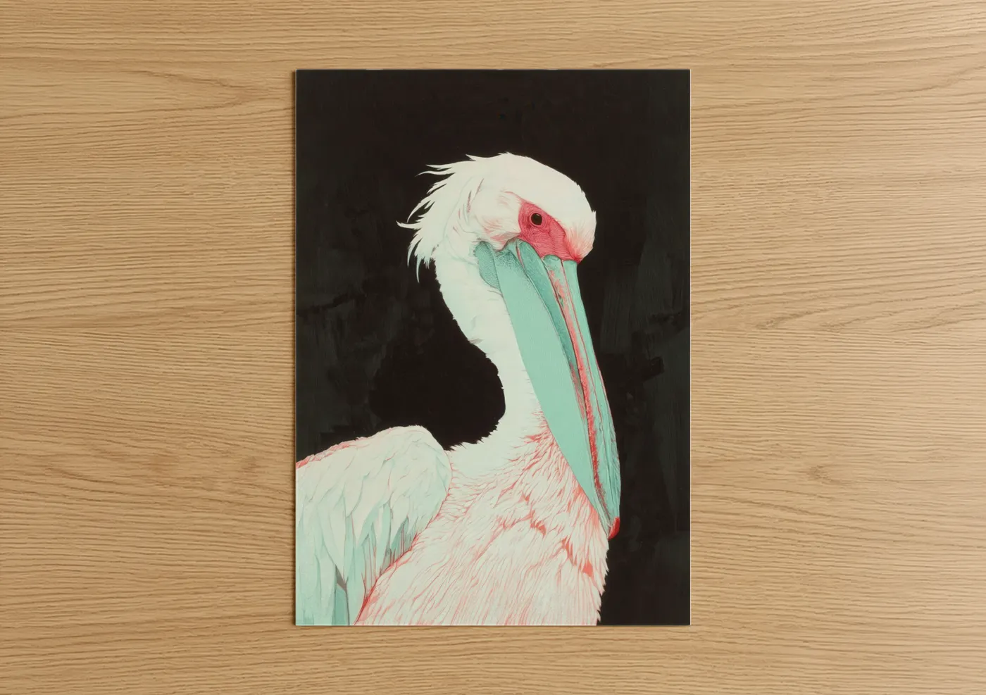 Coral Pelican Modern Wildlife Wall Art