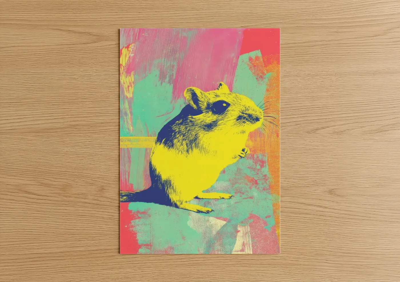 Pop Art Gerbil Yellow Neon Print Wall Art