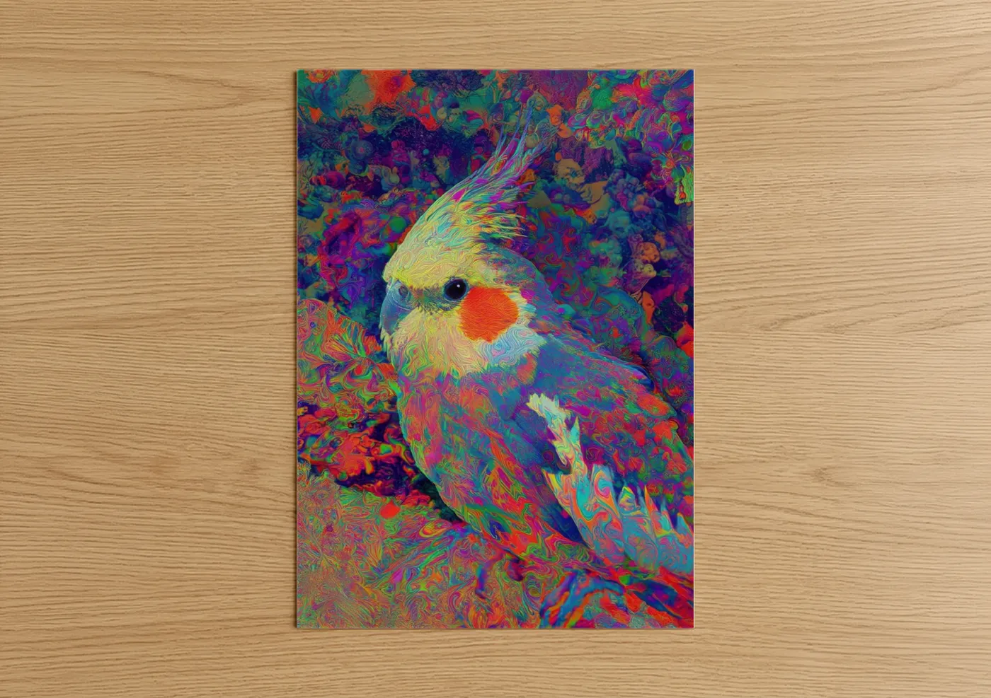 Neon Cockatiel Psychedelic Art Wall Art