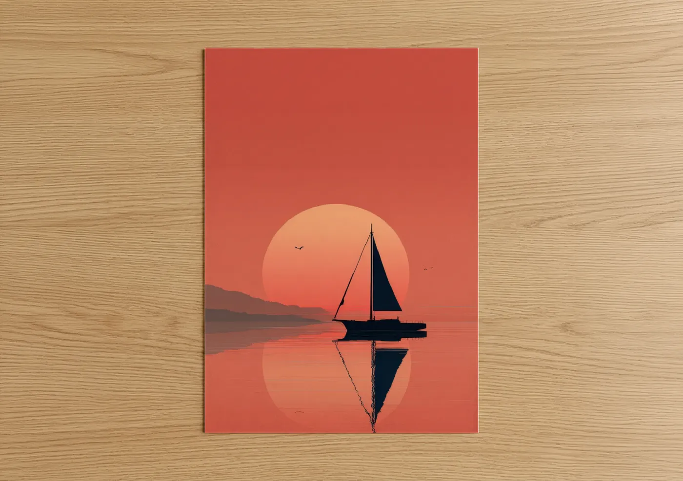 Sailboat Sunset Seascape Wall Art