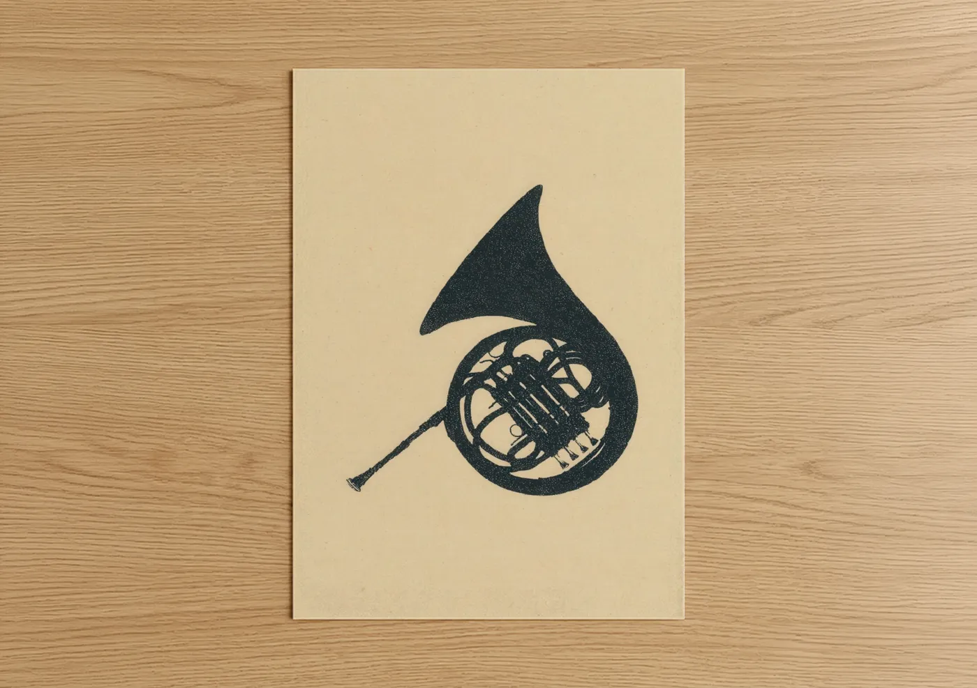 Teardrop French Horn Musical Illustration Wall Art