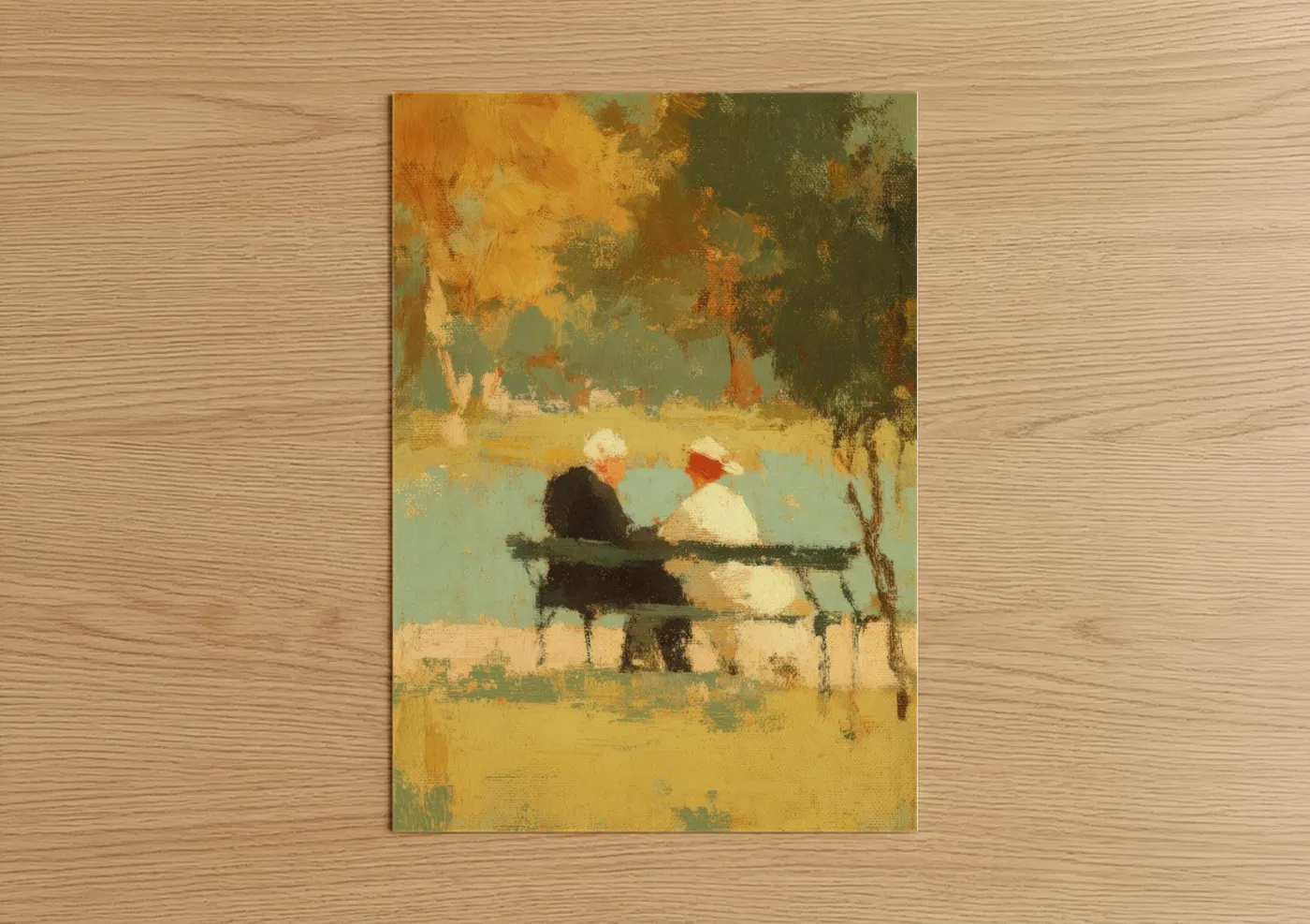 Romantic Couple Lakeside Impressionist Wall Art
