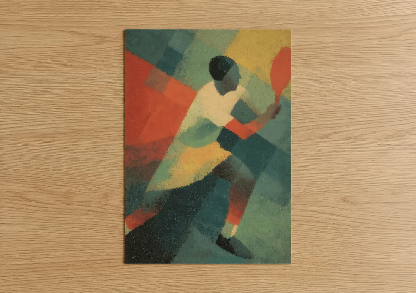 Geometric Tennis Player Art Deco Wall Art