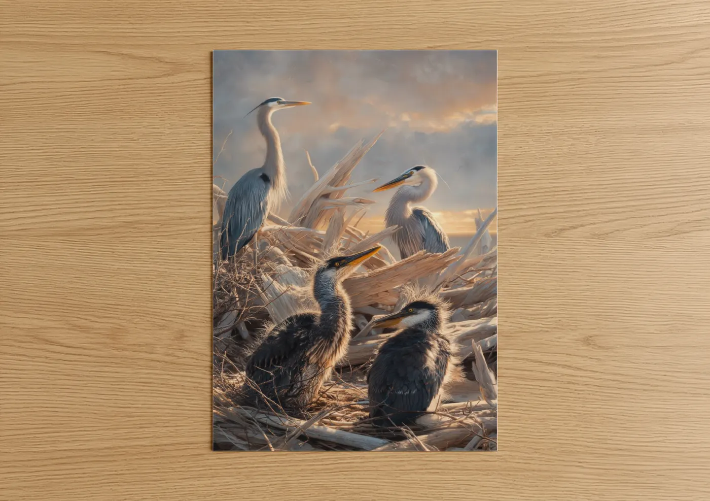 Great Blue Herons Golden Hour Wildlife Wall Art