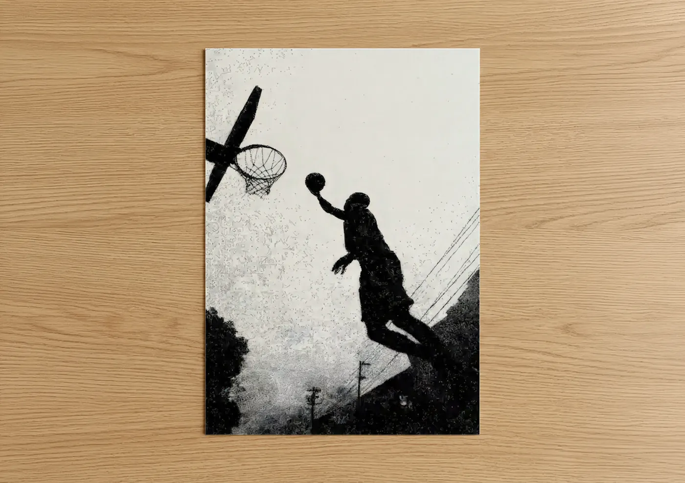 Basketball Player Silhouette Jump Shot Wall Art