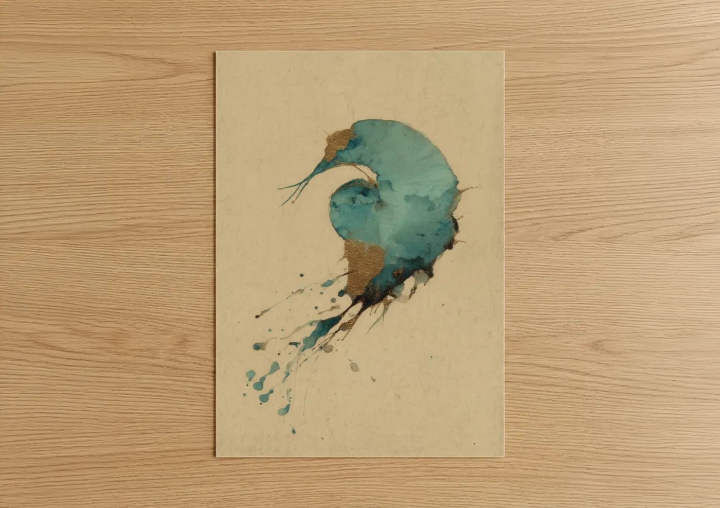 Teal Nautilus Watercolor Wall Art