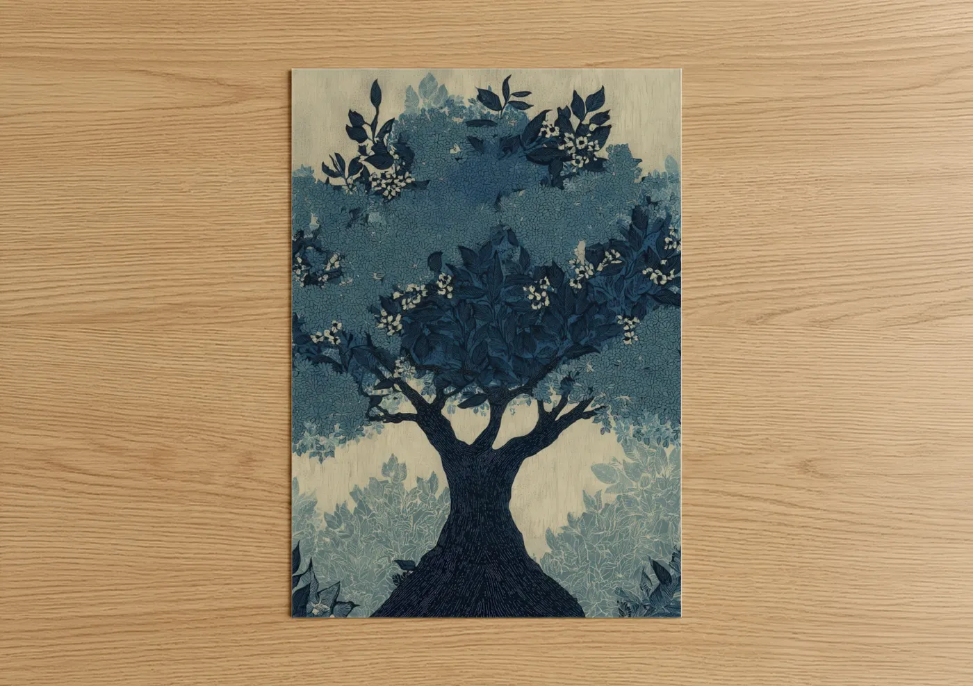 Moonlit Fruit Tree Navy Blue Botanical Wall Art