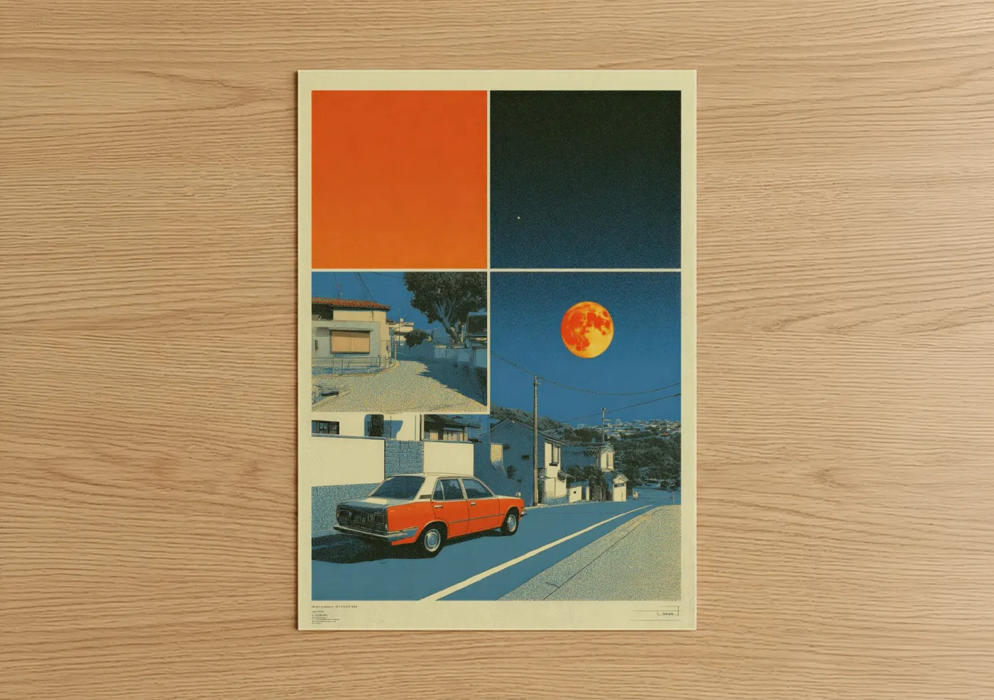 Retro Moonrise Japanese Y2K Aesthetic Wall Art