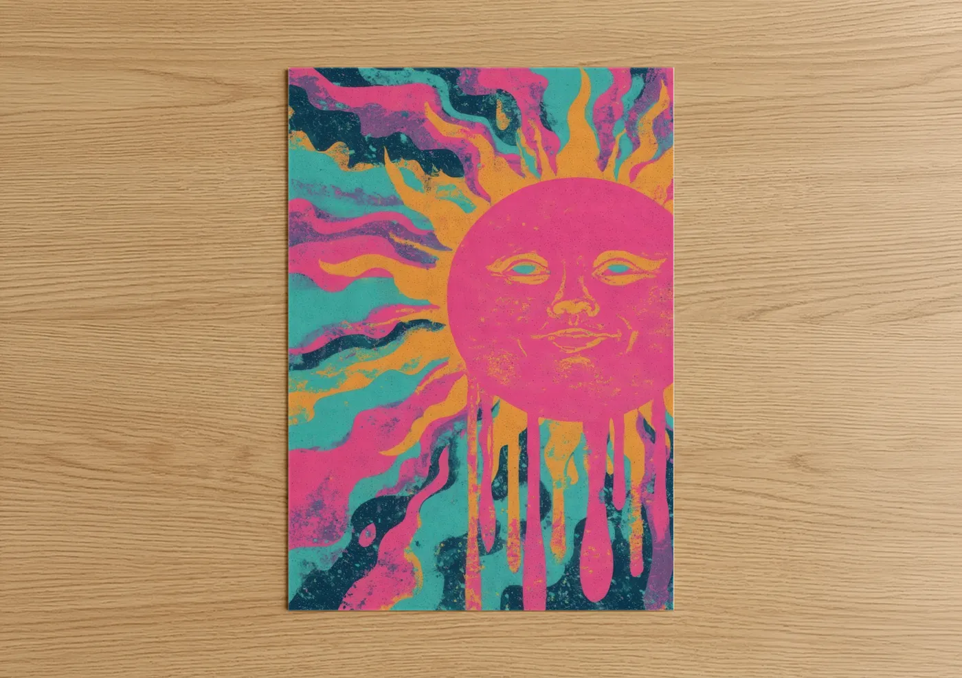 Psychedelic Sun Retro Pop Wall Art