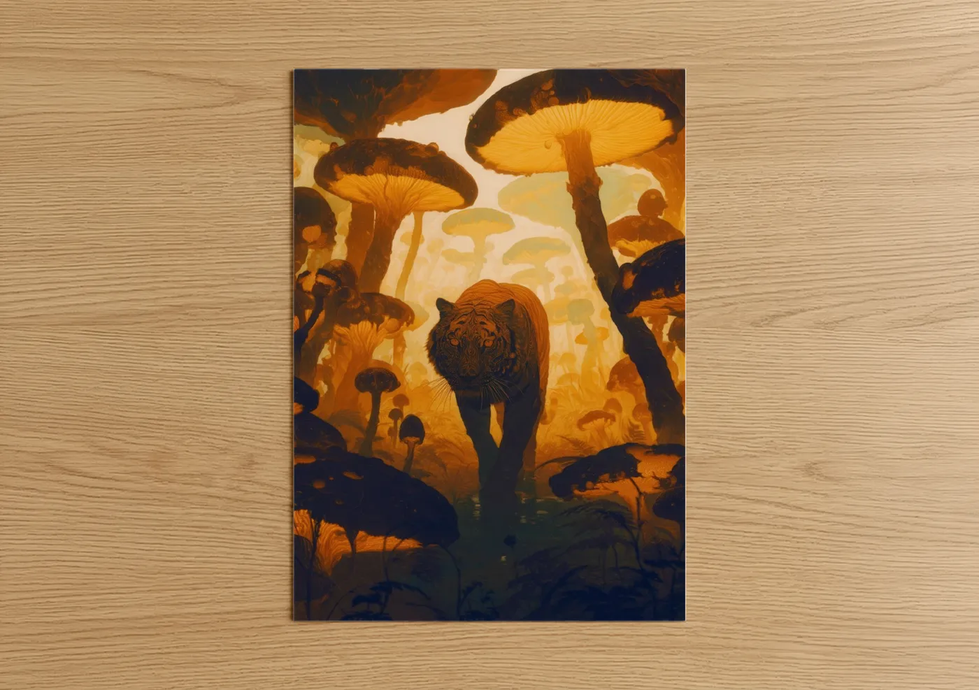 Golden Tiger Forest Mystical Wall Art