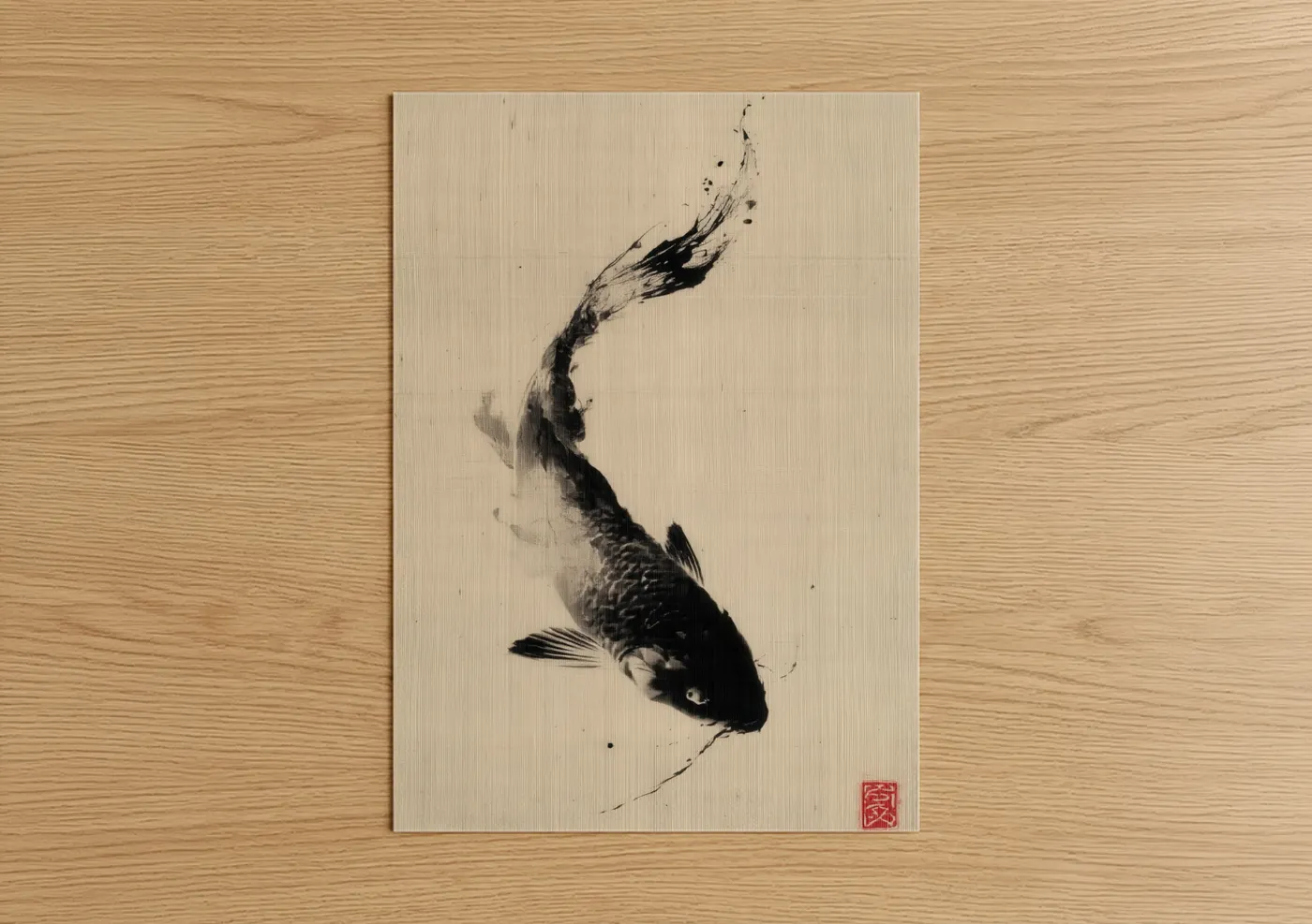 Ascending Dragon Fish Japanese Wall Art
