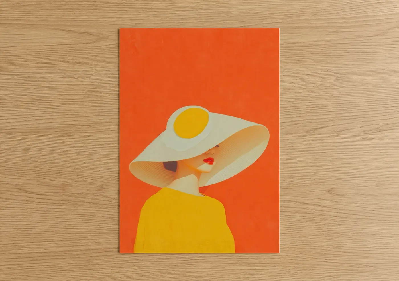 Retro Woman Fashion Illustration Yellow Wall Art
