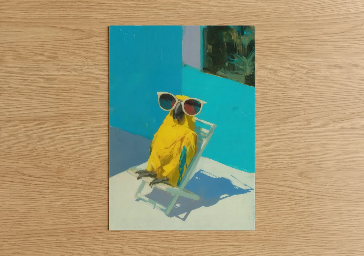 Yellow Parrot Beach Sunglasses Wall Art